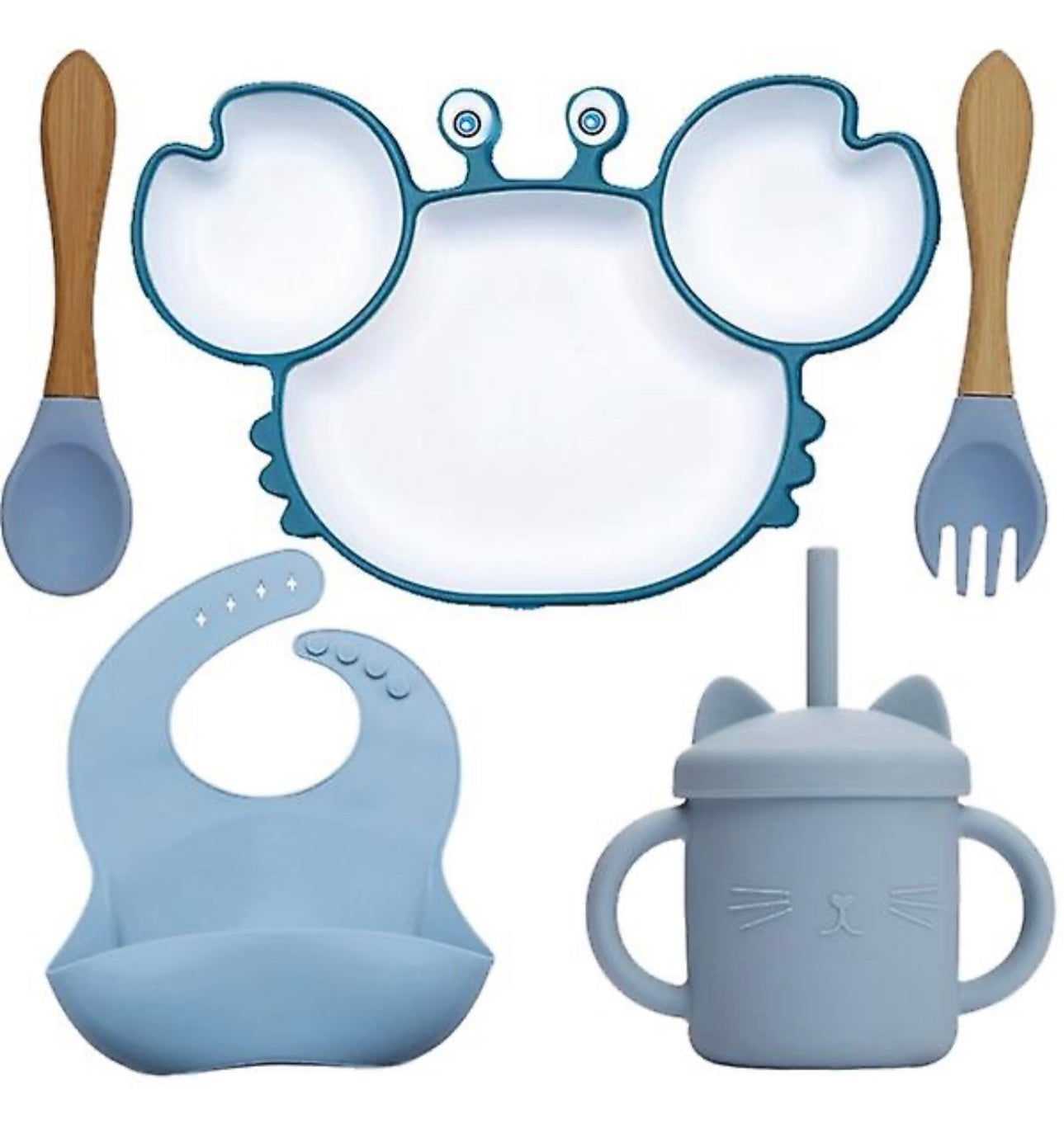 Baby Dish Baby Bowls Plates and Spoons 5PCS Set