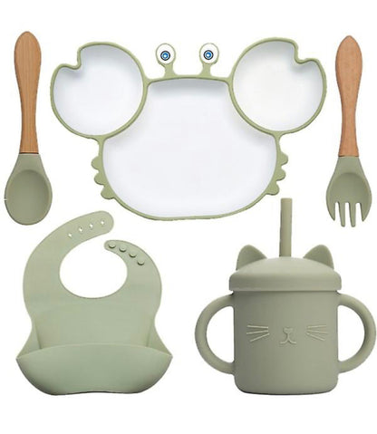 Baby Dish Baby Bowls Plates and Spoons 5PCS Set