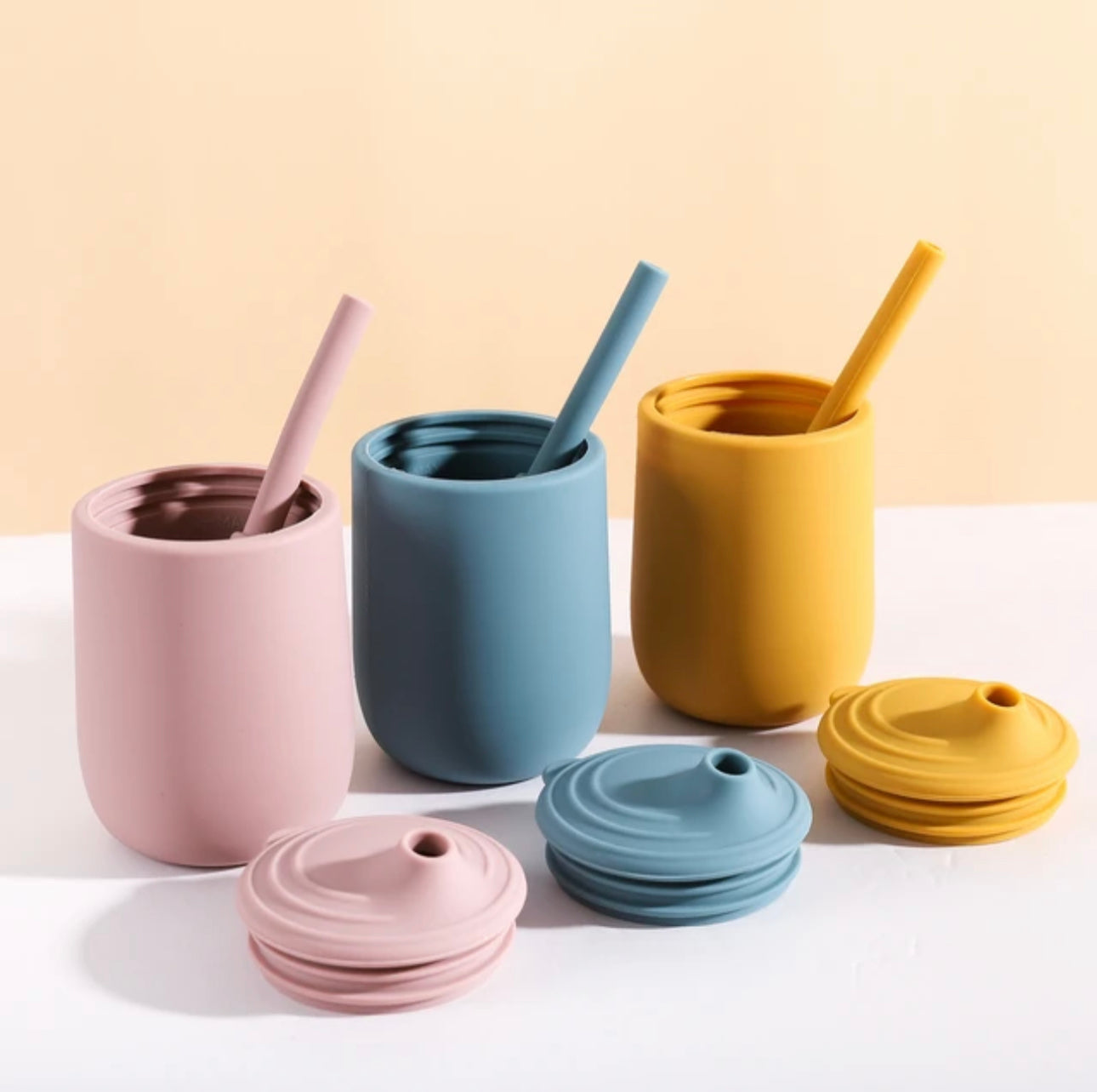 Baby Silicone Sippy Cup With Straw