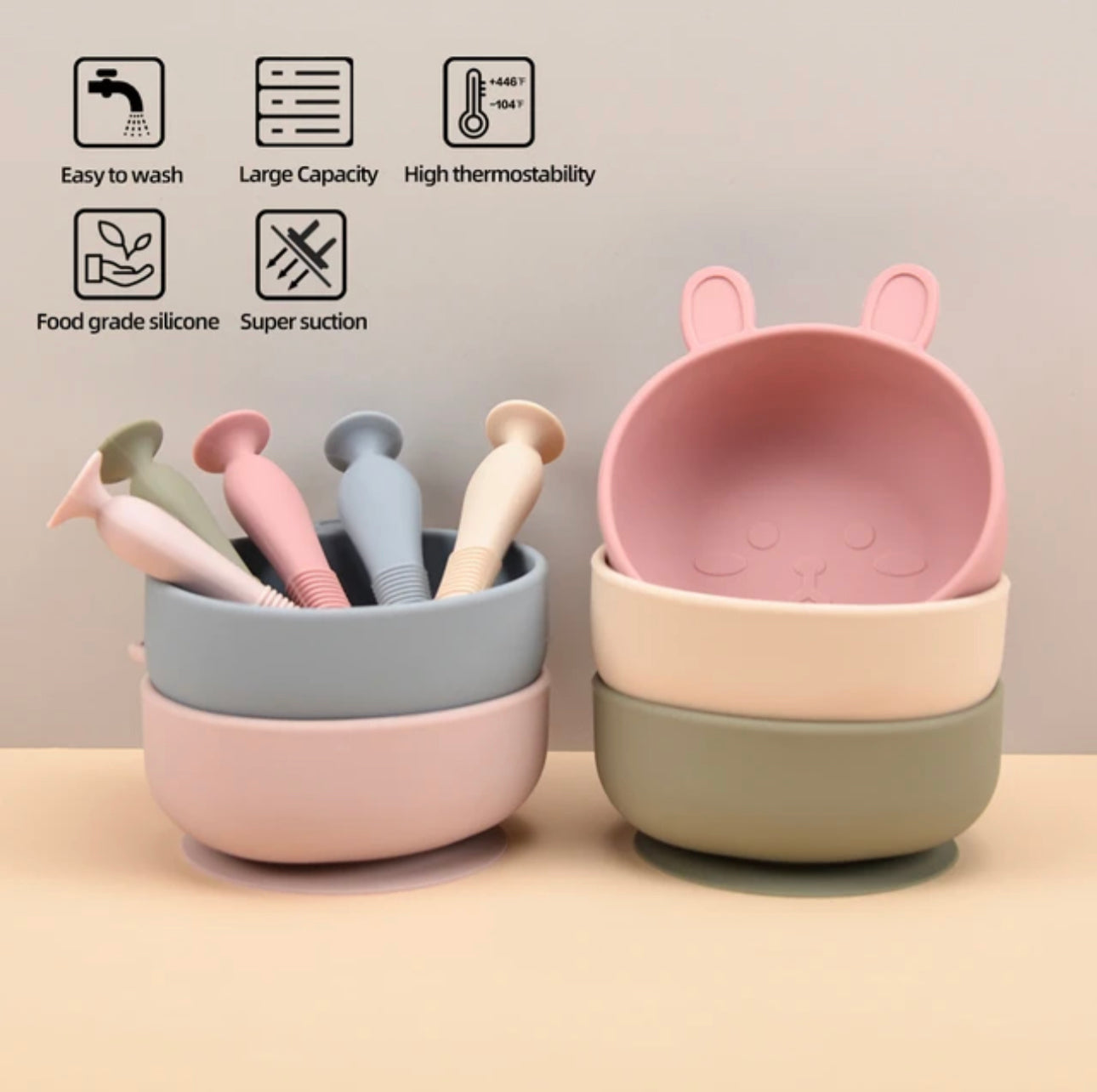 Baby Silicone Non Slip Bowl Set