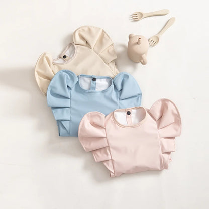 Waterproof Long Sleeved Baby Bib With Angel Wings