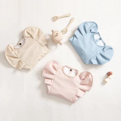 Waterproof Long Sleeved Baby Bib With Angel Wings