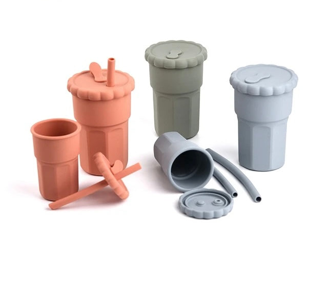 2 Piece Silicone Straw Cup Set